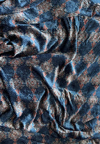 Indigo Jalli Velvet Natural Dyed Hand Block Print Ajrakh Fabric