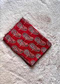 Mud Red Floral Ajrakh Handblock Print Modalsilk Fabric - Neela Ghar