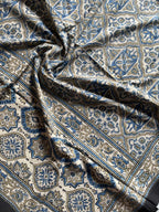 Ajrakh Hand Block Print Natural Dyed Cotton Dupatta With Tassels 101 - Neela Ghar
