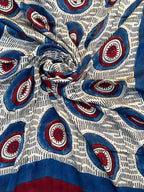 Classic White Evil Eye Ajrakh Handblock Kaftan - Neela Ghar