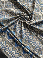 Ajrakh Hand Block Signature Print Natural Dyed Cotton Dupatta With Tassels 111 - Neela Ghar