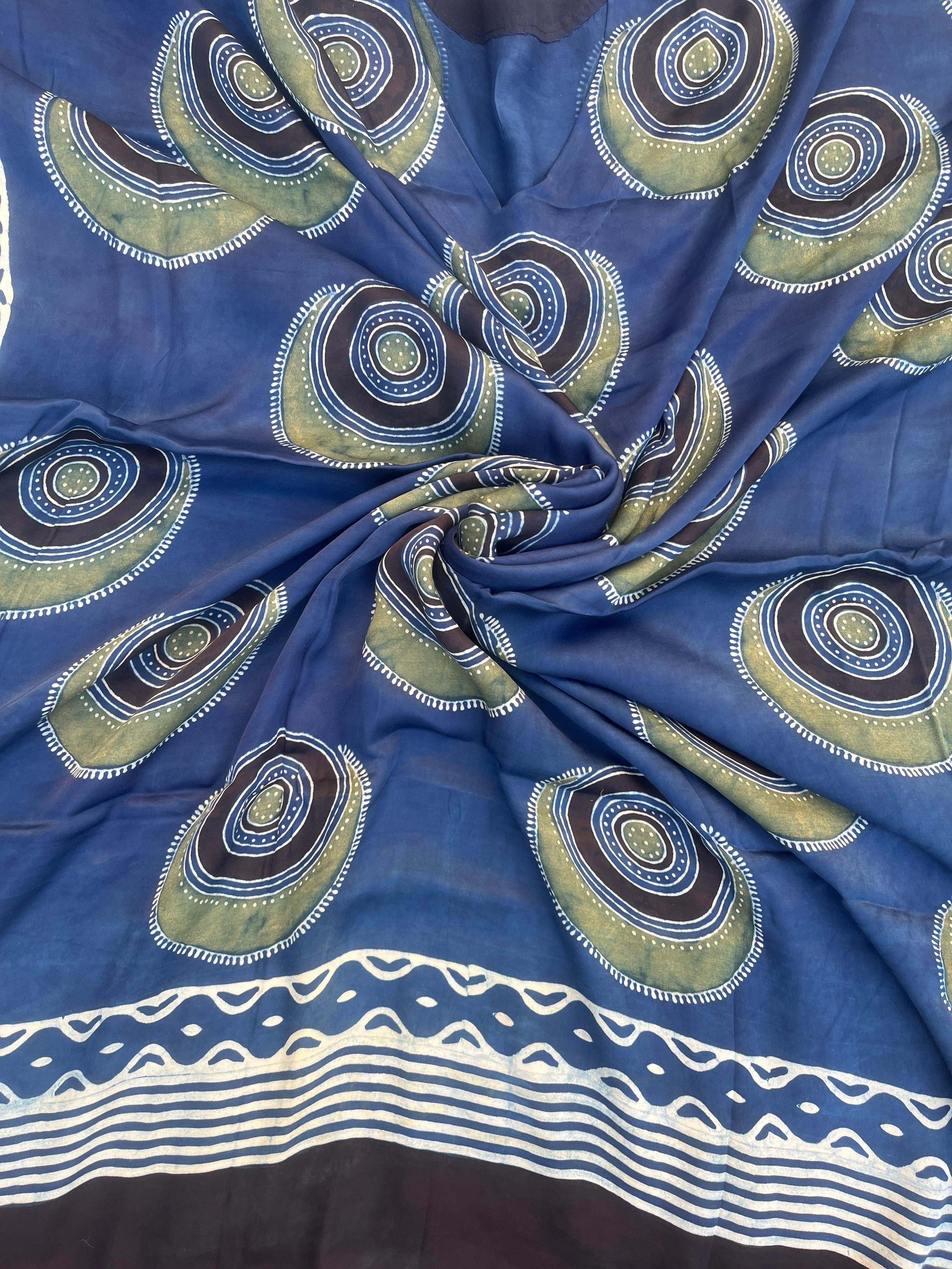 Indigo Evil Eye Ajrakh Handblock Kaftan