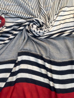 Black Red Uneven Stripes Ajrakh Handblock Kaftan - Neela Ghar