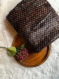 Black Bud Print Dyed Hand Block Ajrakh Velvet Fabric