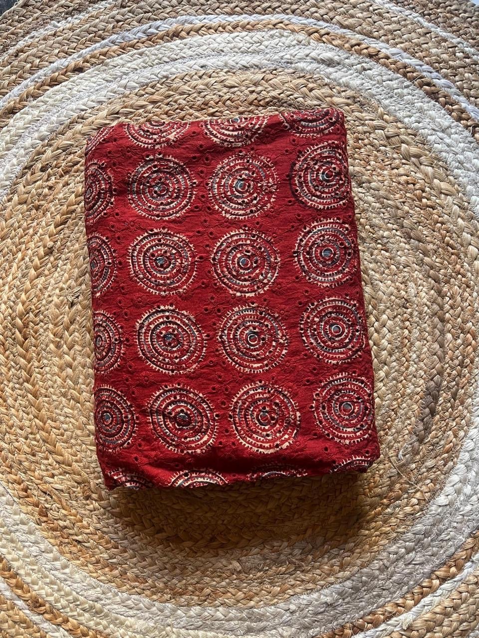 Neela Ghar mud red swirl Cotton Hakoba Ajrakh Print - Neela Ghar