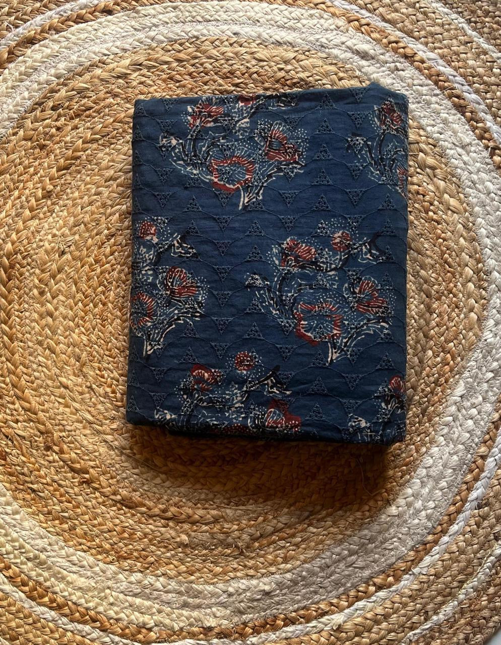 Neela Ghar bouquet indigo Cotton Hakoba Ajrakh Print