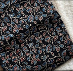 Black Vine Ajrakh Handblock Print Modalsilk Fabric - Neela Ghar