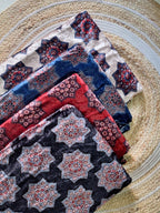 Indigo Star Velvet Natural Dyed Hand Block Print Ajrakh Fabric