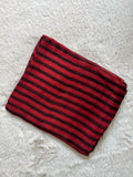 Red/Black Stripes Ajrakh Handblock Print Modalsilk Fabric - Neela Ghar