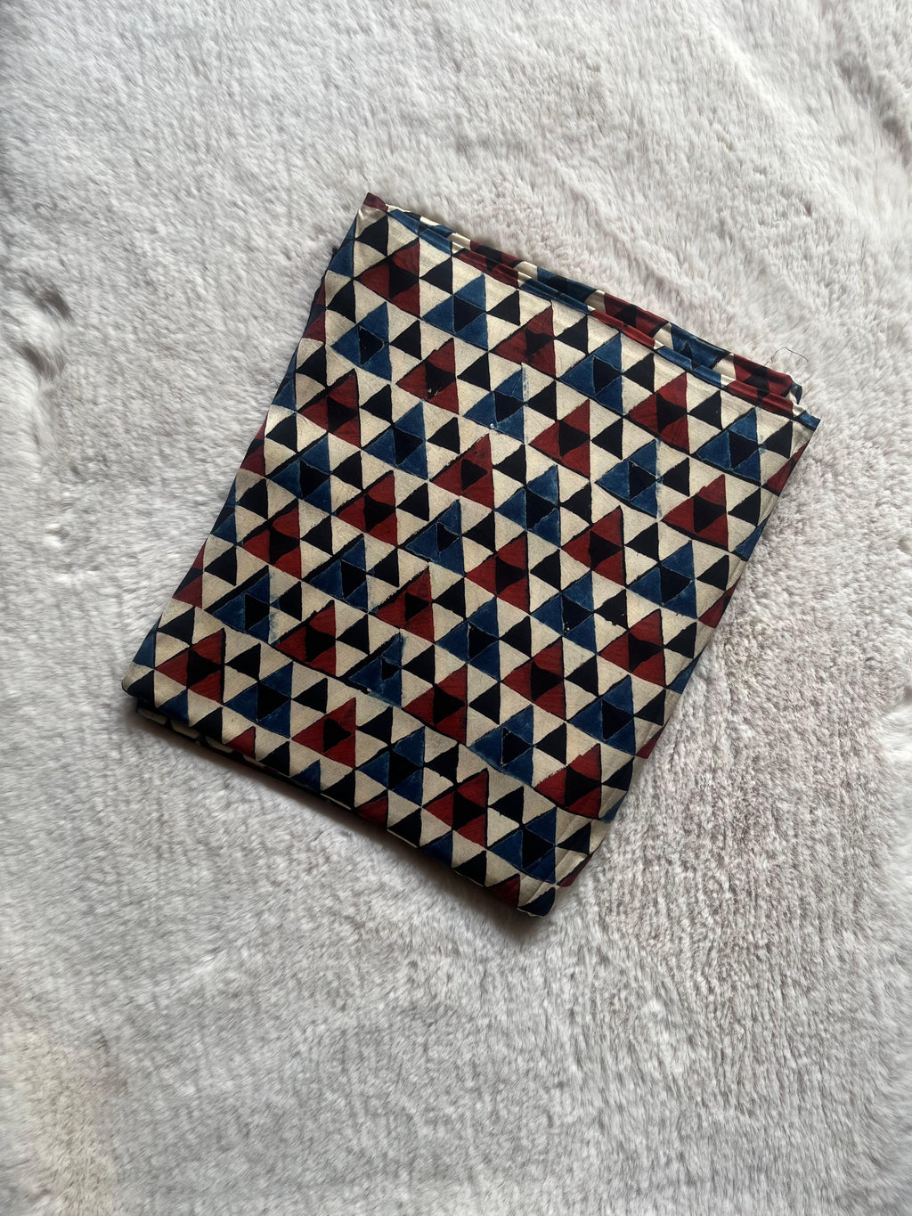Pyramid Abstract Ajrakh Handblock Print Modalsilk Fabric