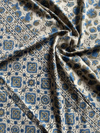 Ajrakh Hand Block Print Natural Dyed Cotton Dupatta With Tassels 102 - Neela Ghar