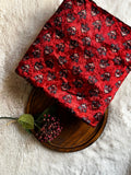 Red Butti Velvet Natural Dyed Hand Block Print Ajrakh Fabric