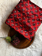 Red Butti Velvet Natural Dyed Hand Block Print Ajrakh Fabric
