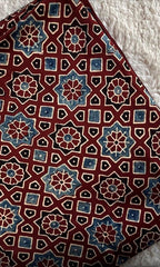 Brown Traditional Ajrakh Handblock Print Modalsilk Fabric - Neela Ghar