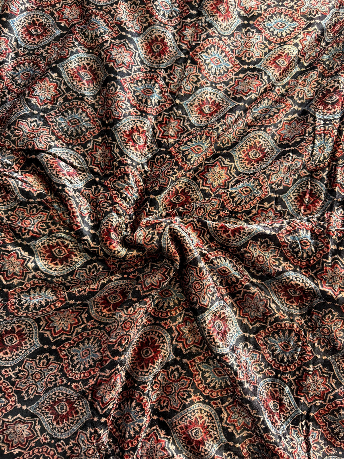 Indigo Classic Velvet Natural Dyed Hand Block Print Ajrakh Fabric