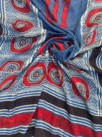 Indigo Red Evil Eye Ajrakh Handblock Kaftan - Neela Ghar