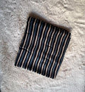 Black/Indigo Stripes Ajrakh Handblock Print Modalsilk Fabric - Neela Ghar