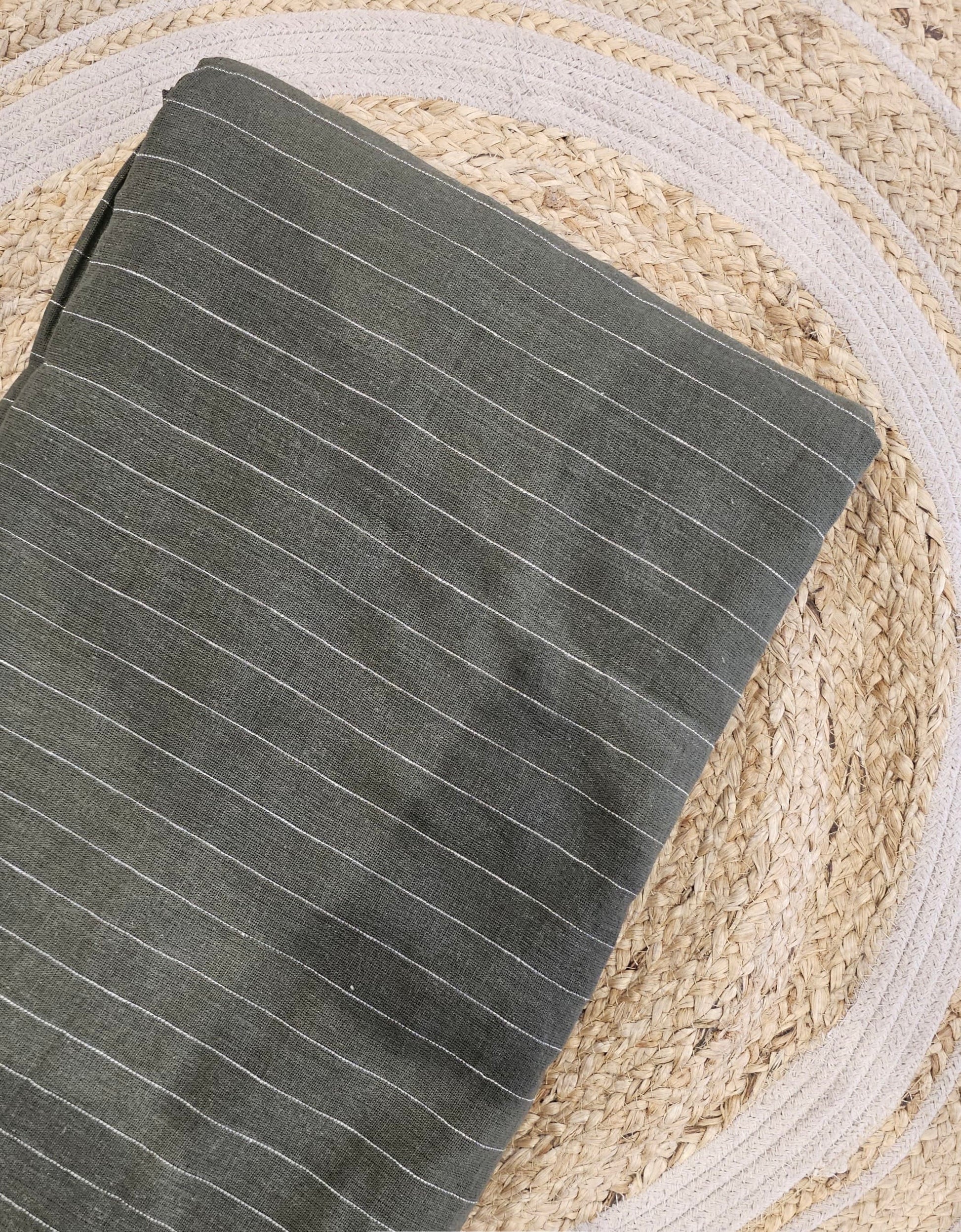 Charcoal thin stripes kala cotton textile fabric