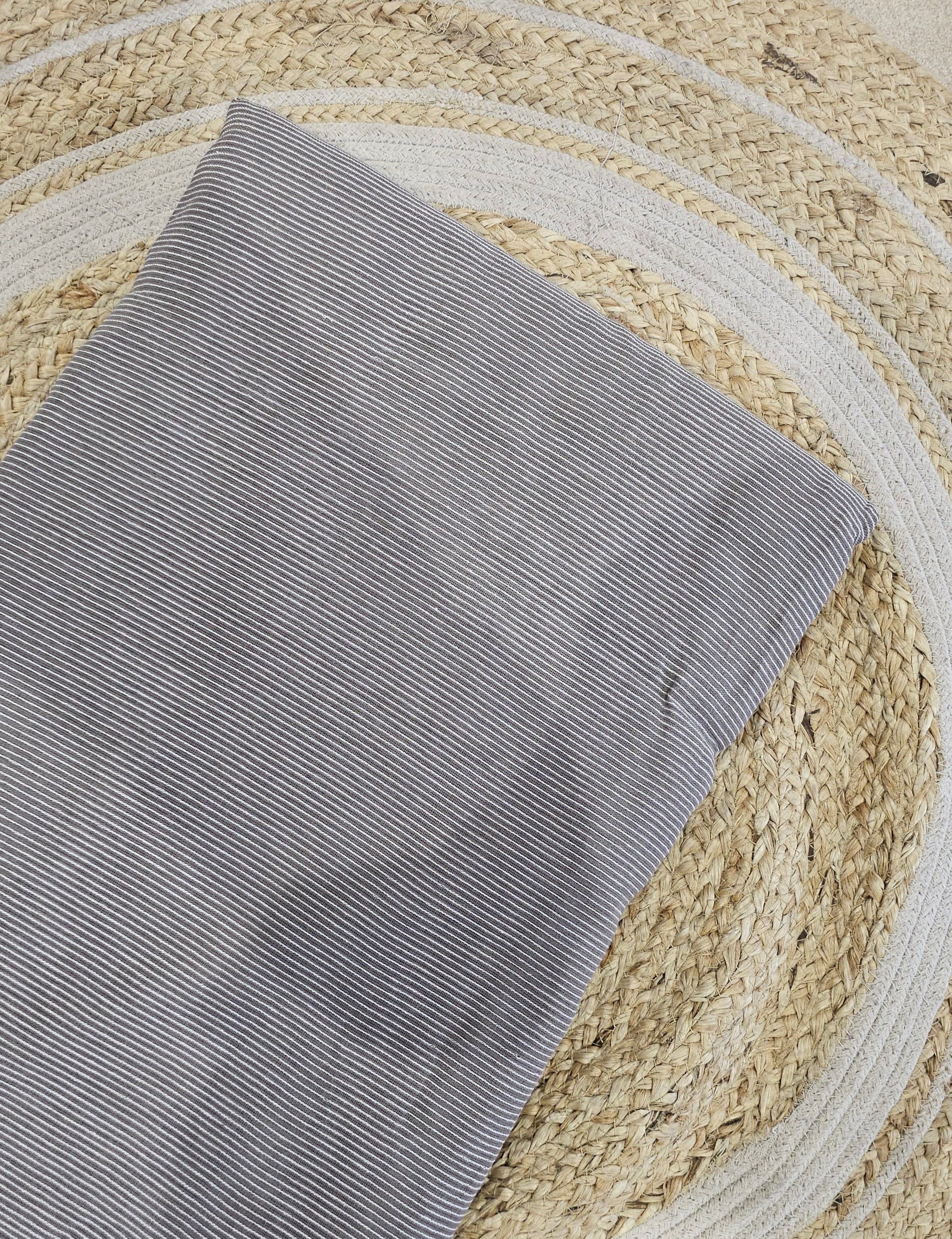 Grey microstripes kala cotton textile fabric