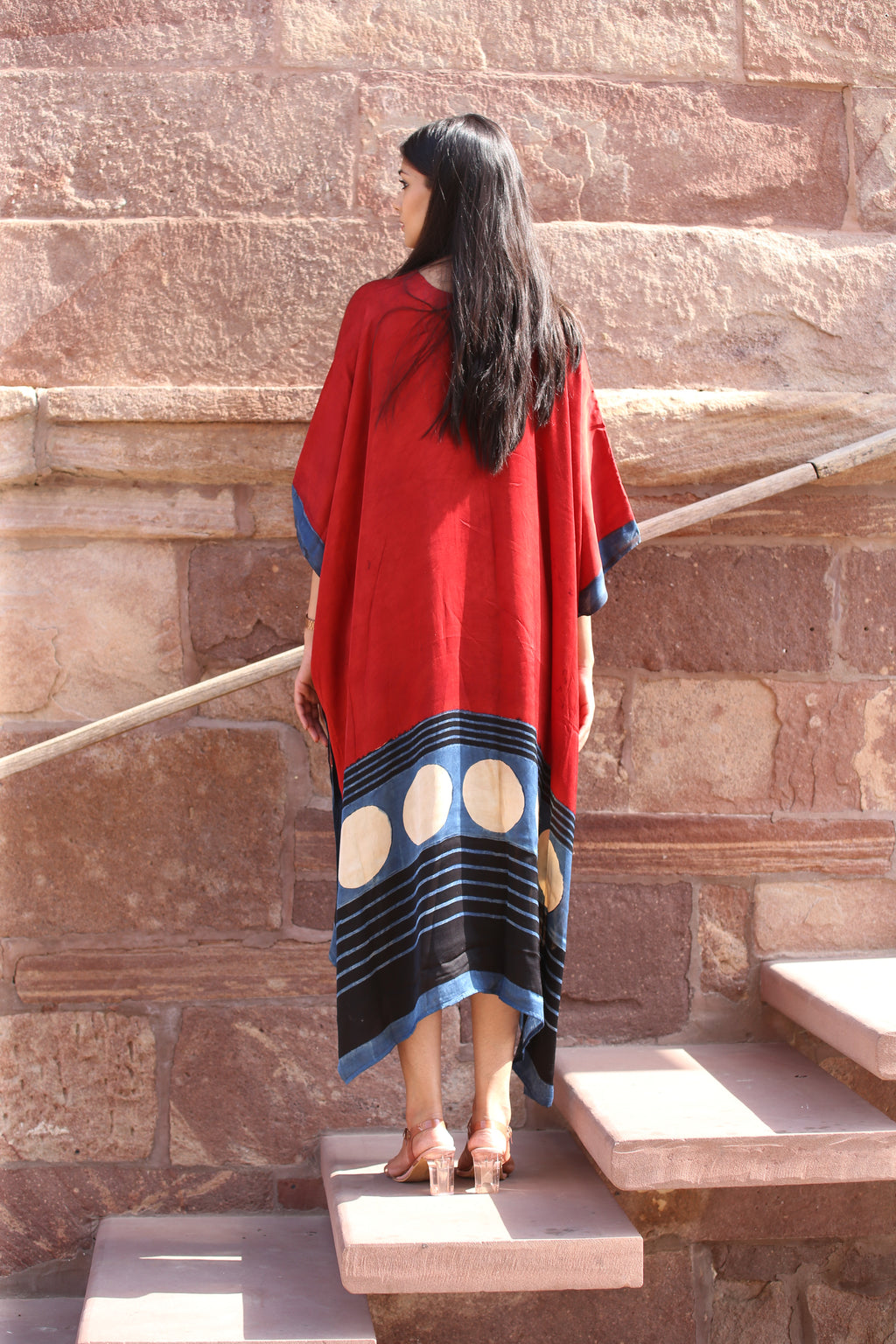 Mud Rust Ajrakh Handblock Kaftan