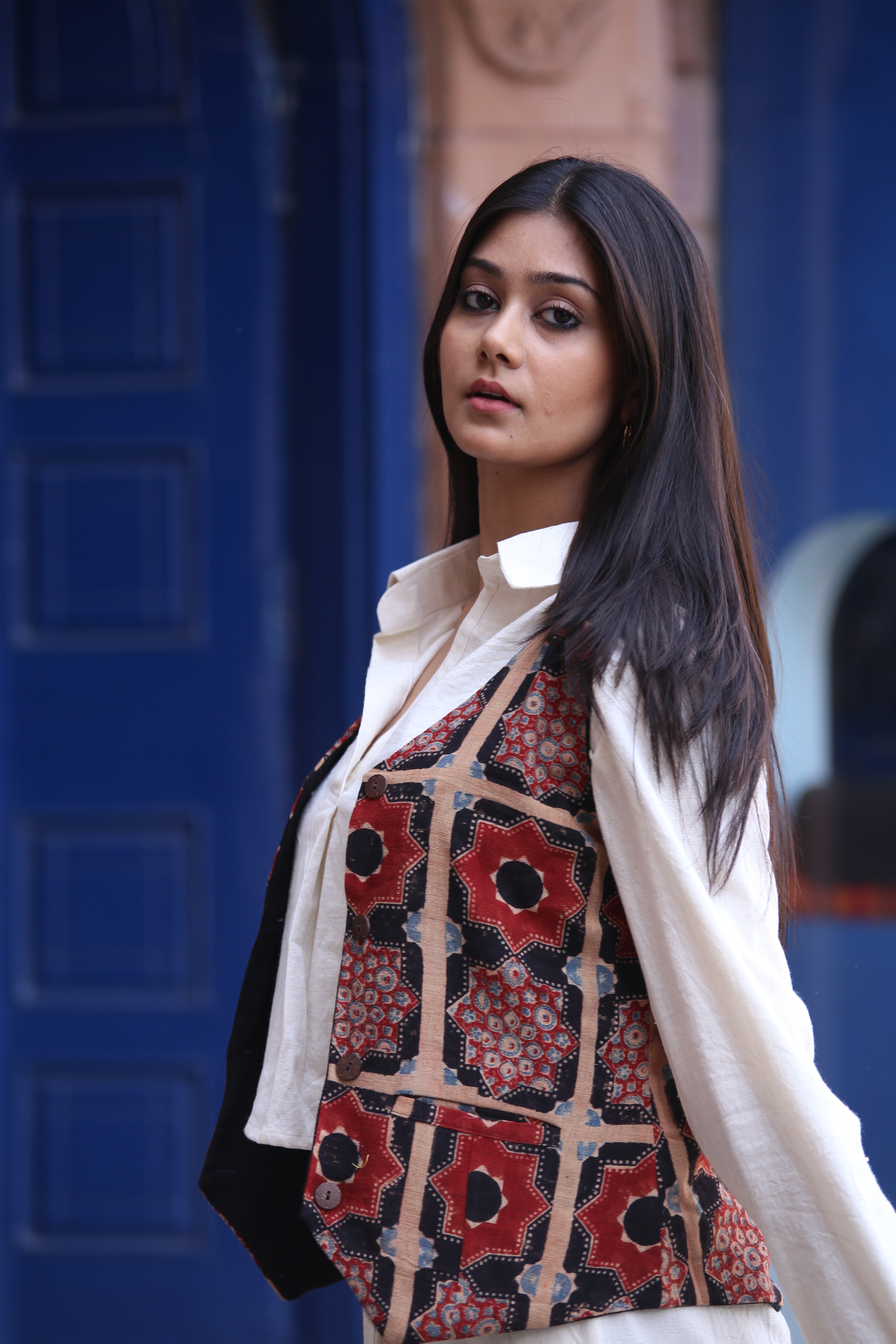 Kala Cotton Ajrakh Chakra Vest - Neela Ghar