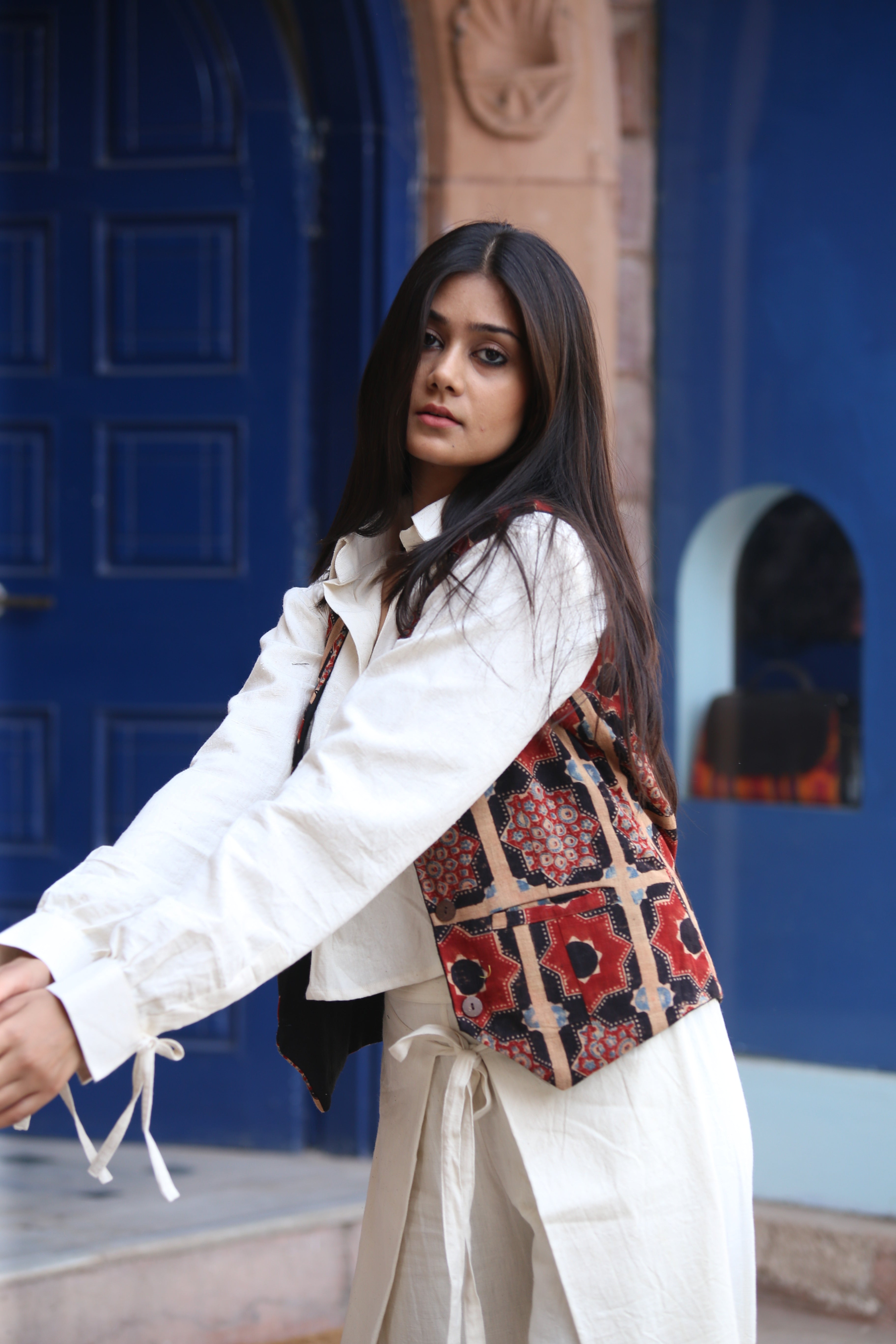 Kala Cotton Ajrakh Chakra Vest - Neela Ghar