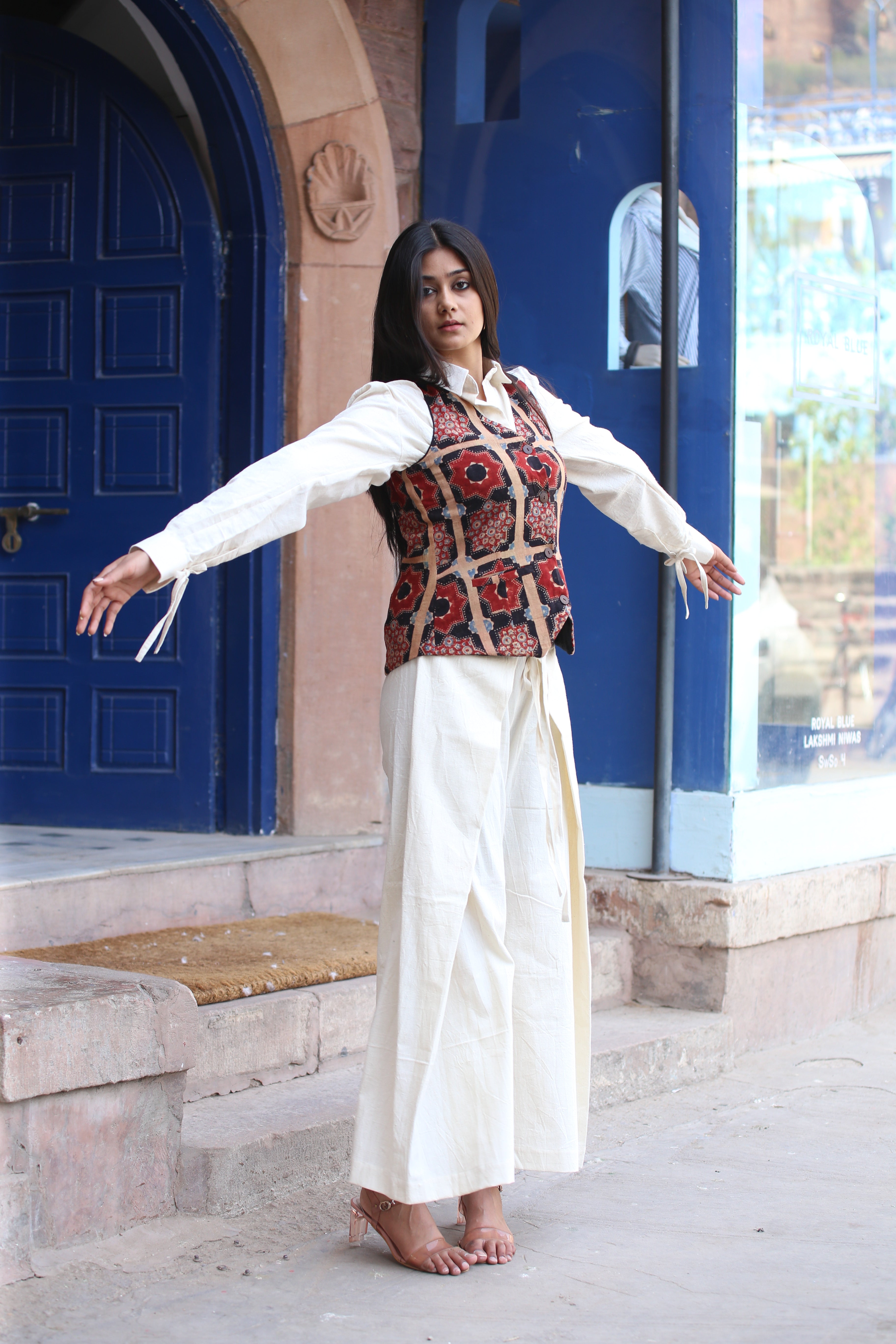 Kala Cotton Ajrakh Chakra Vest - Neela Ghar