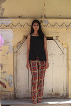 Ajrakh Handblock Kala Cotton Straight Pants - Neela Ghar