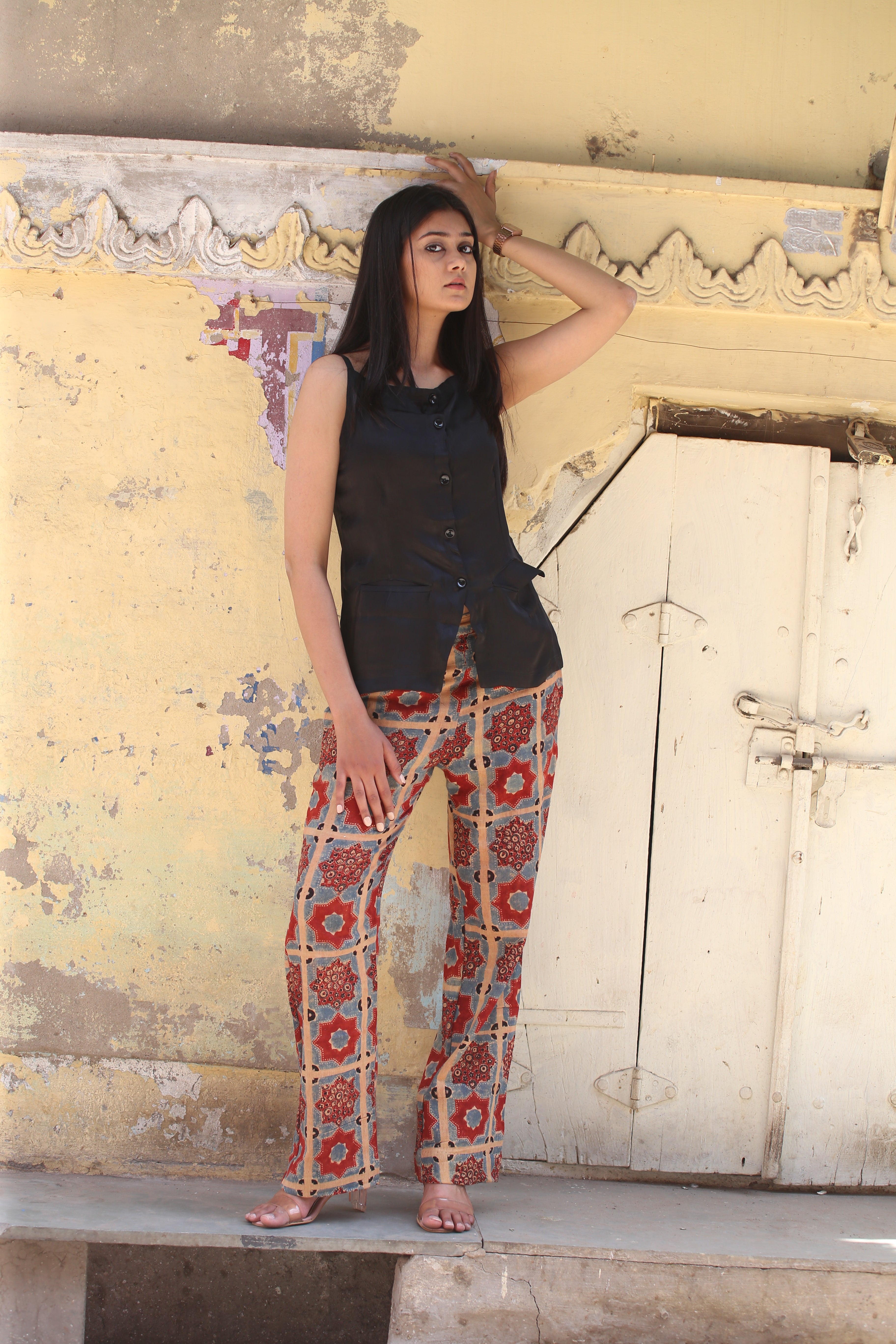 Black Modal Silk Vest with Straps - Neela Ghar
