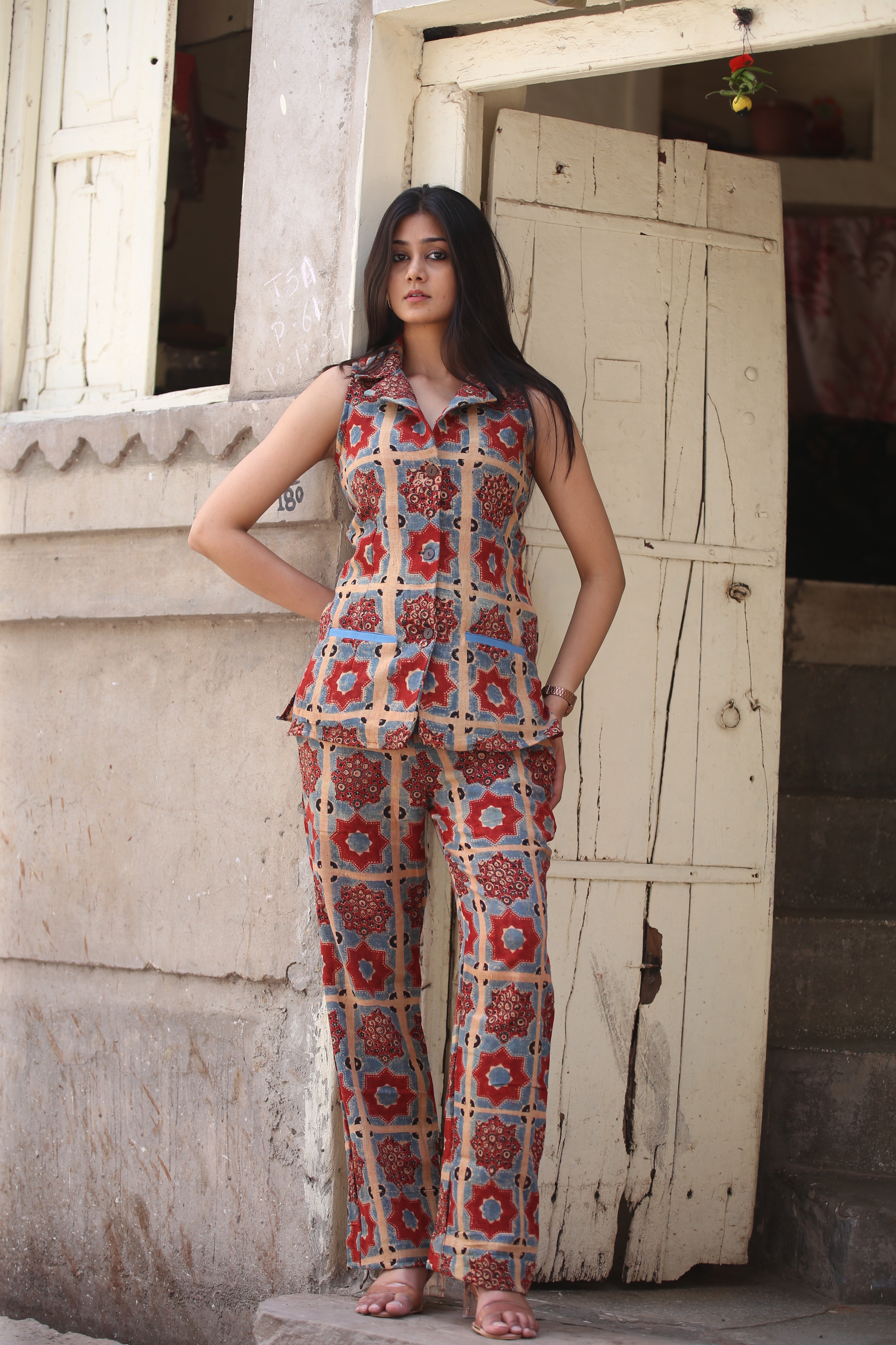 Ajrakh Handblock Kala Cotton Co-Ord Set - Neela Ghar