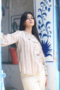 Soft Flowy Sustainable Fashion Design with Striped Kala Cotton Shirt - Neela Ghar