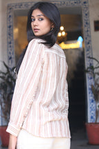 Soft Flowy Sustainable Fashion Design with Striped Kala Cotton Shirt - Neela Ghar