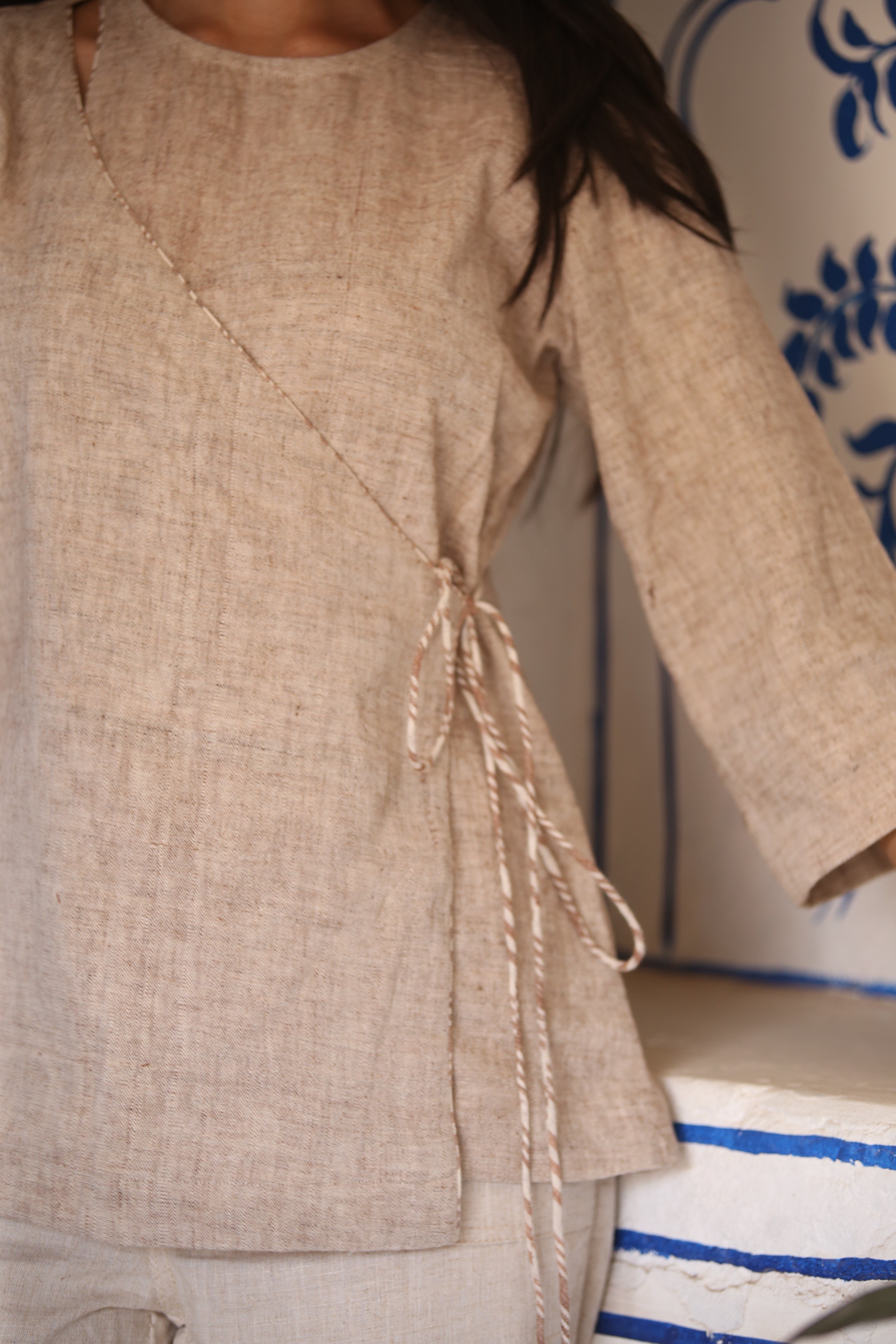 Beige Chic Cotton Top in Modern Kala Cotton - Neela Ghar