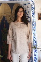 Beige Chic Cotton Top in Modern Kala Cotton - Neela Ghar