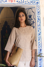 Beige Chic Cotton Top in Modern Kala Cotton - Neela Ghar