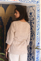 Beige Chic Cotton Top in Modern Kala Cotton - Neela Ghar