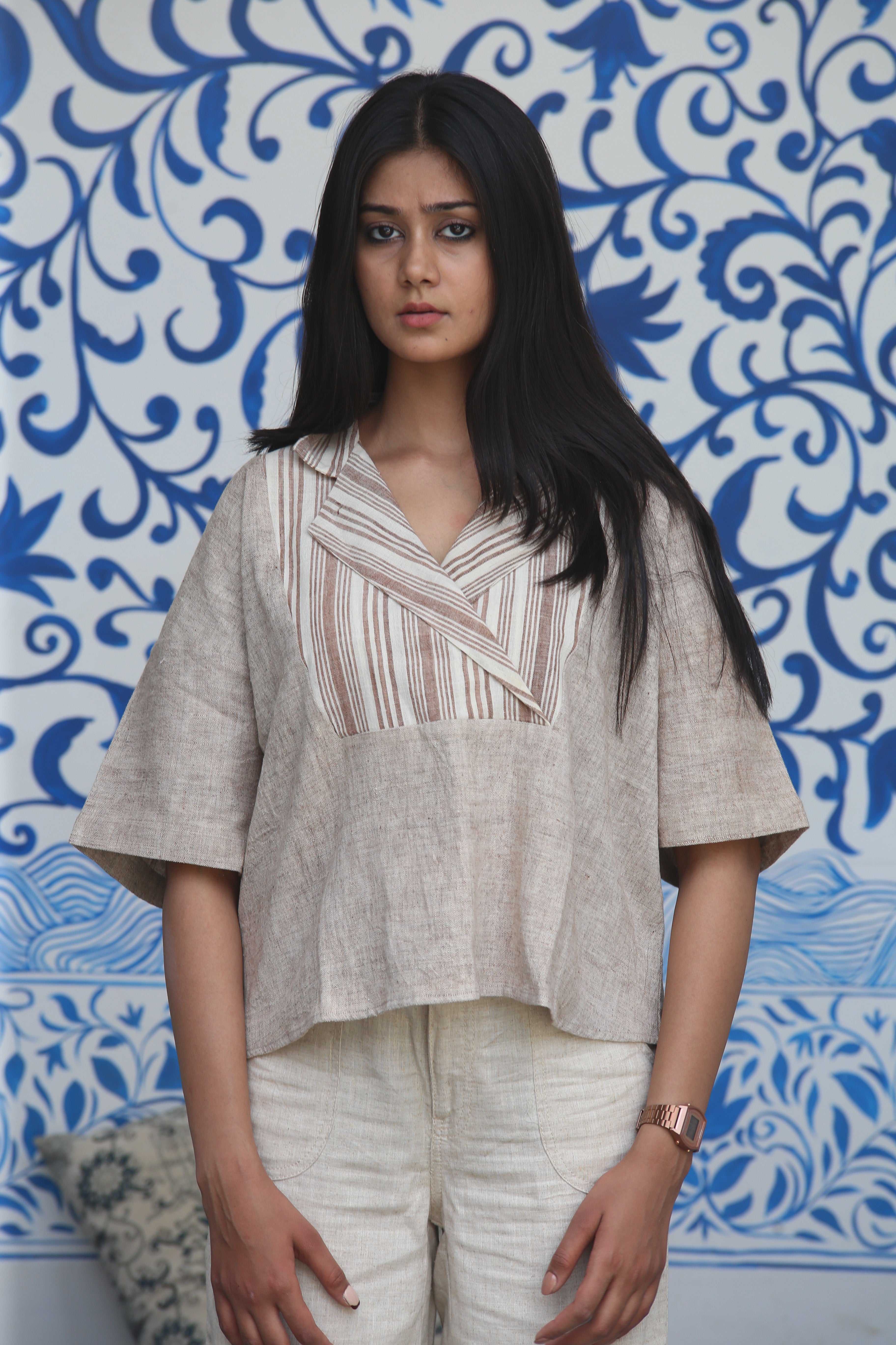 Ethically Made Striped Organic Cotton Top - Neela Ghar