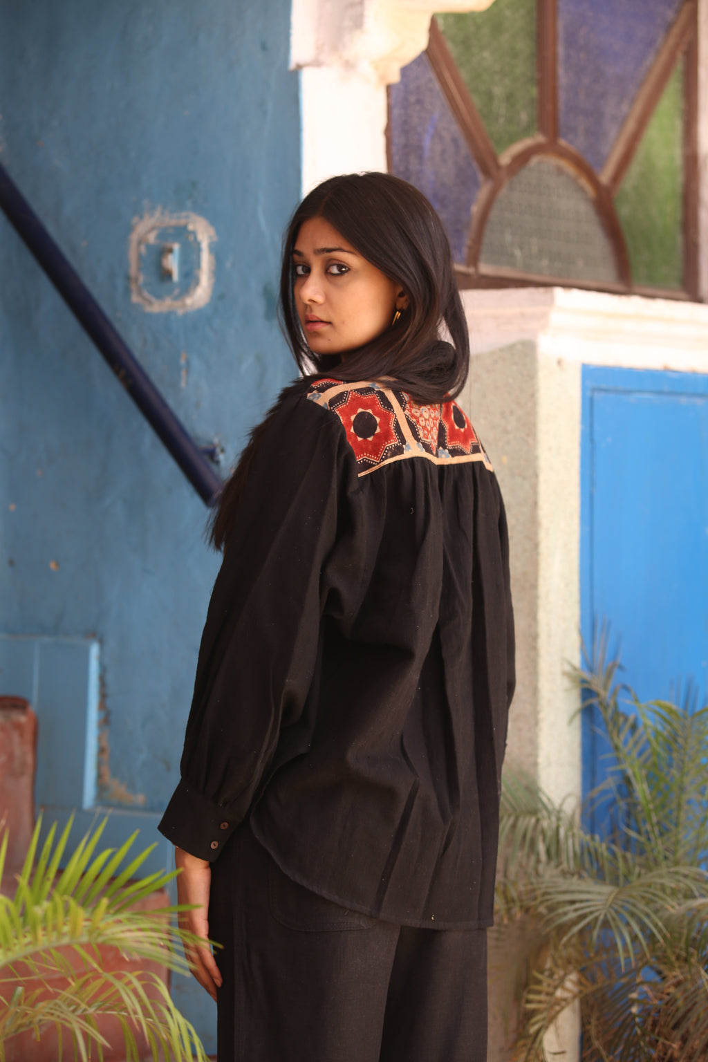 Ajrakh Panelled Kala Cotton Shirt