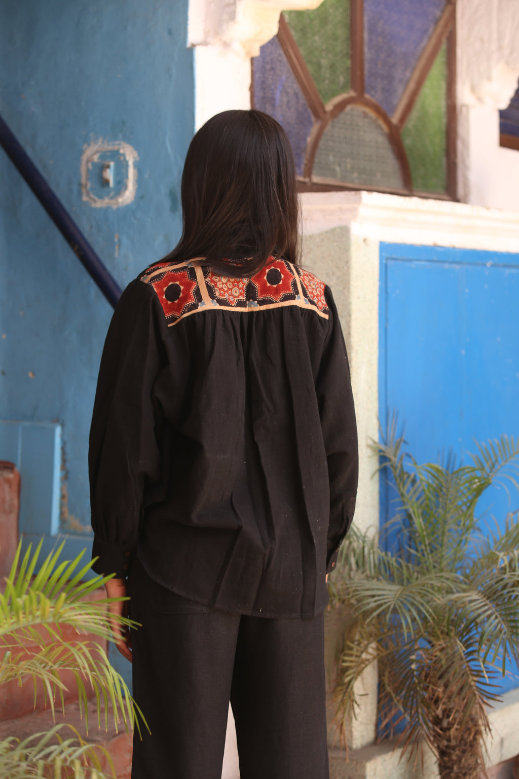 Ajrakh Panelled Kala Cotton Shirt