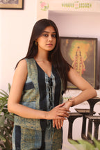 Indigo Striped Tie-Up Kala Cotton Co-Ord Set - Neela Ghar