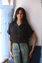 Black Box fit double breasted silk shirt - Neela Ghar