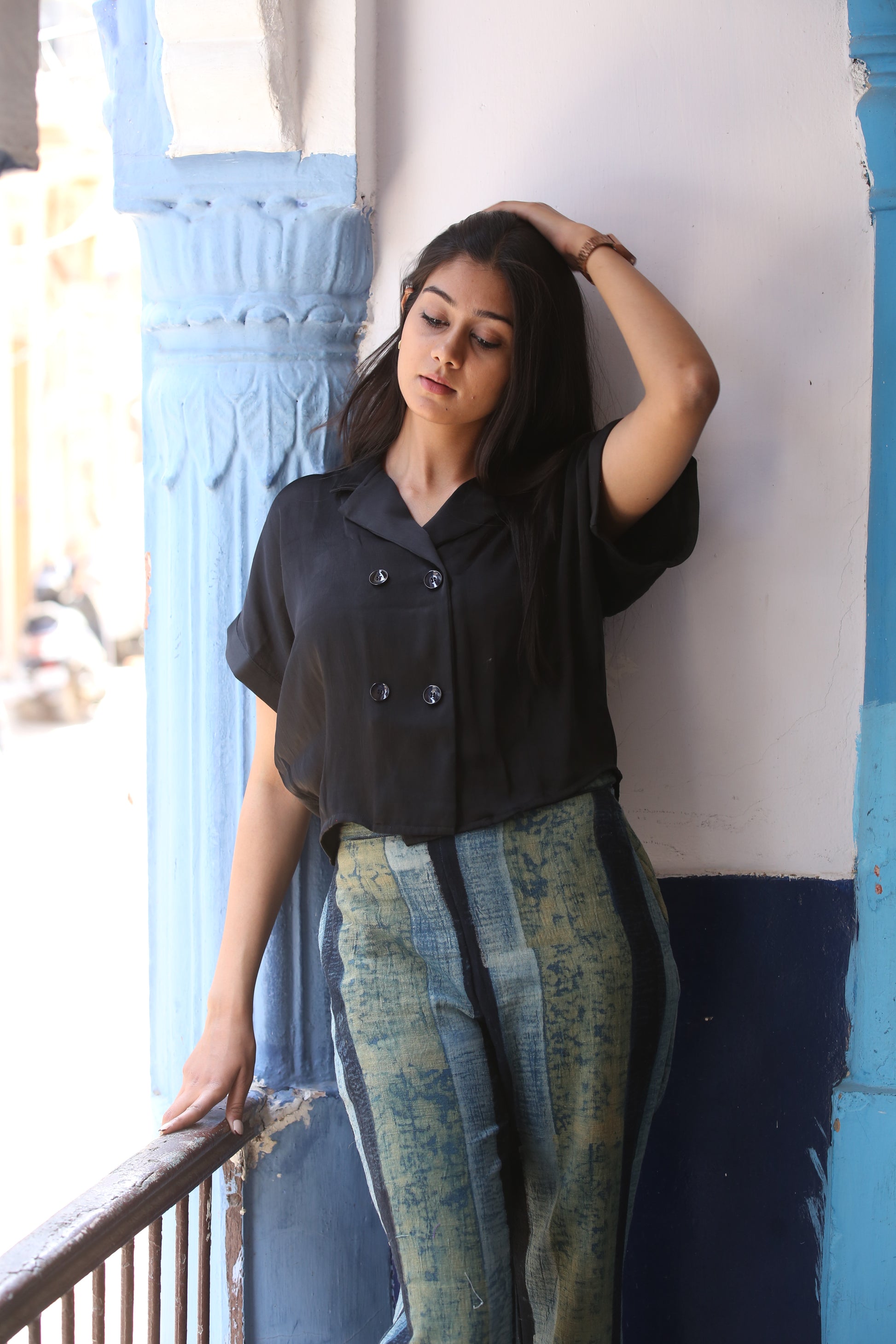 Black Box fit double breasted silk shirt