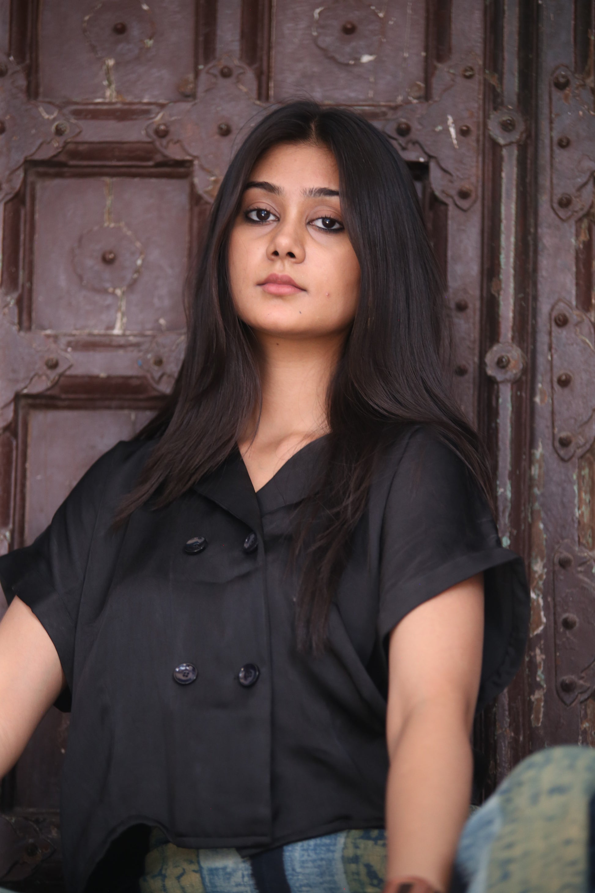 Black Box fit double breasted silk shirt