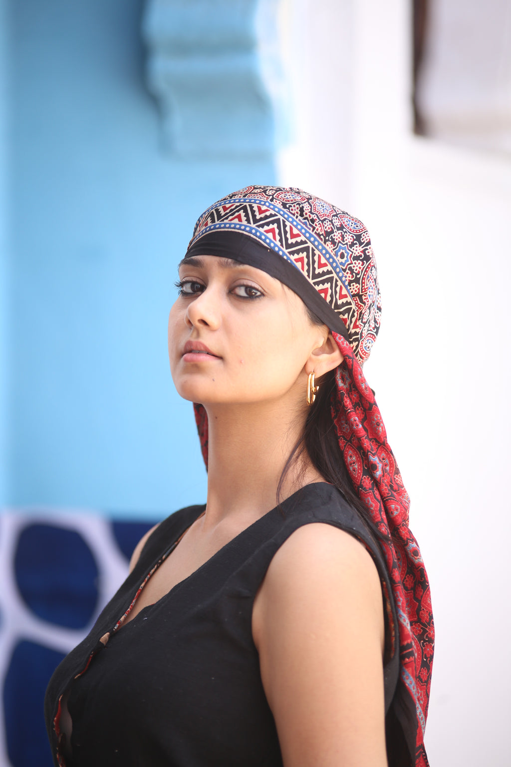 Ajrakh Modal Silk Handblock Printed Stole