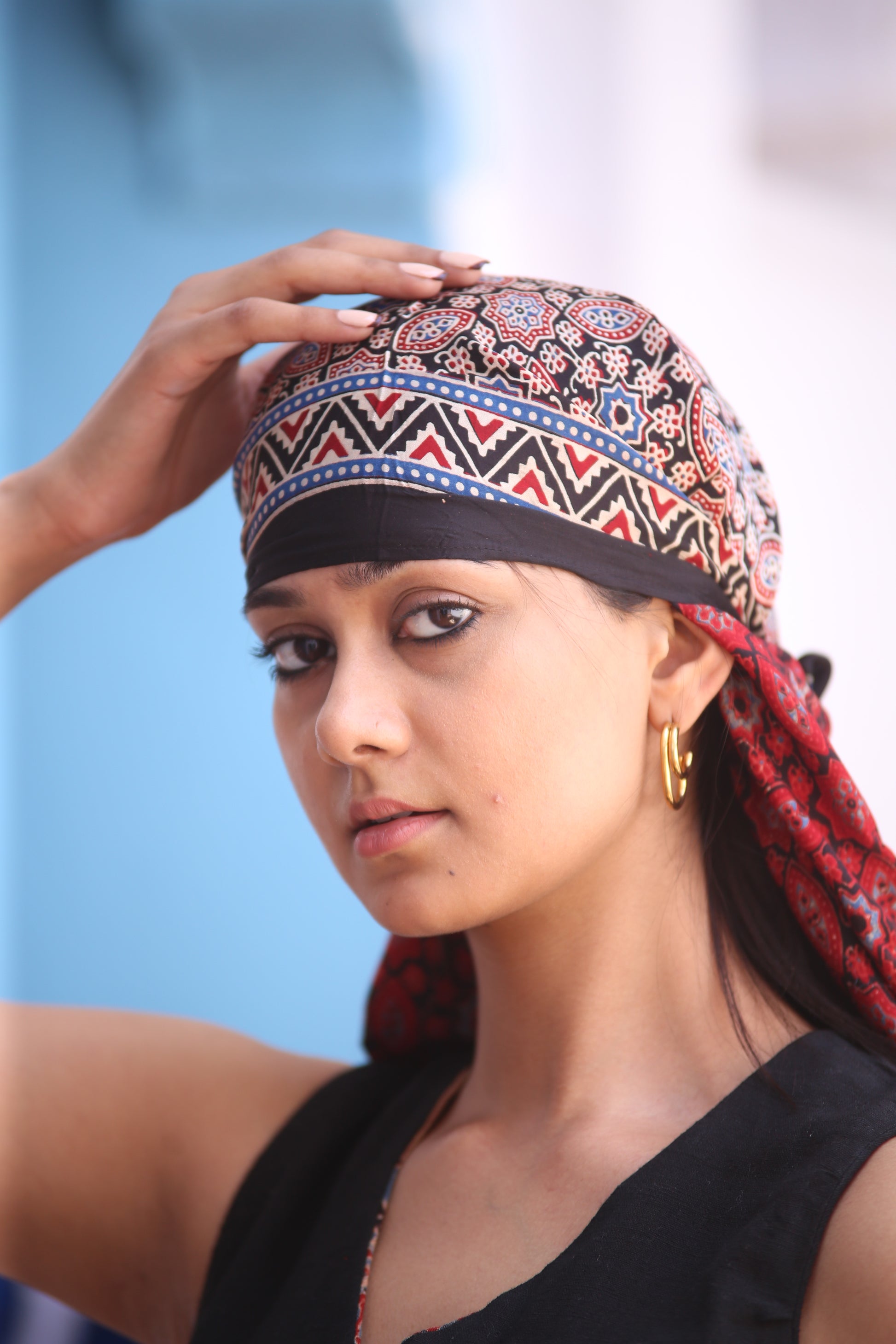 Ajrakh Modal Silk Handblock Printed Stole