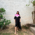 Black/Pink Shibori modal silk kaftan Neela Ghar dress