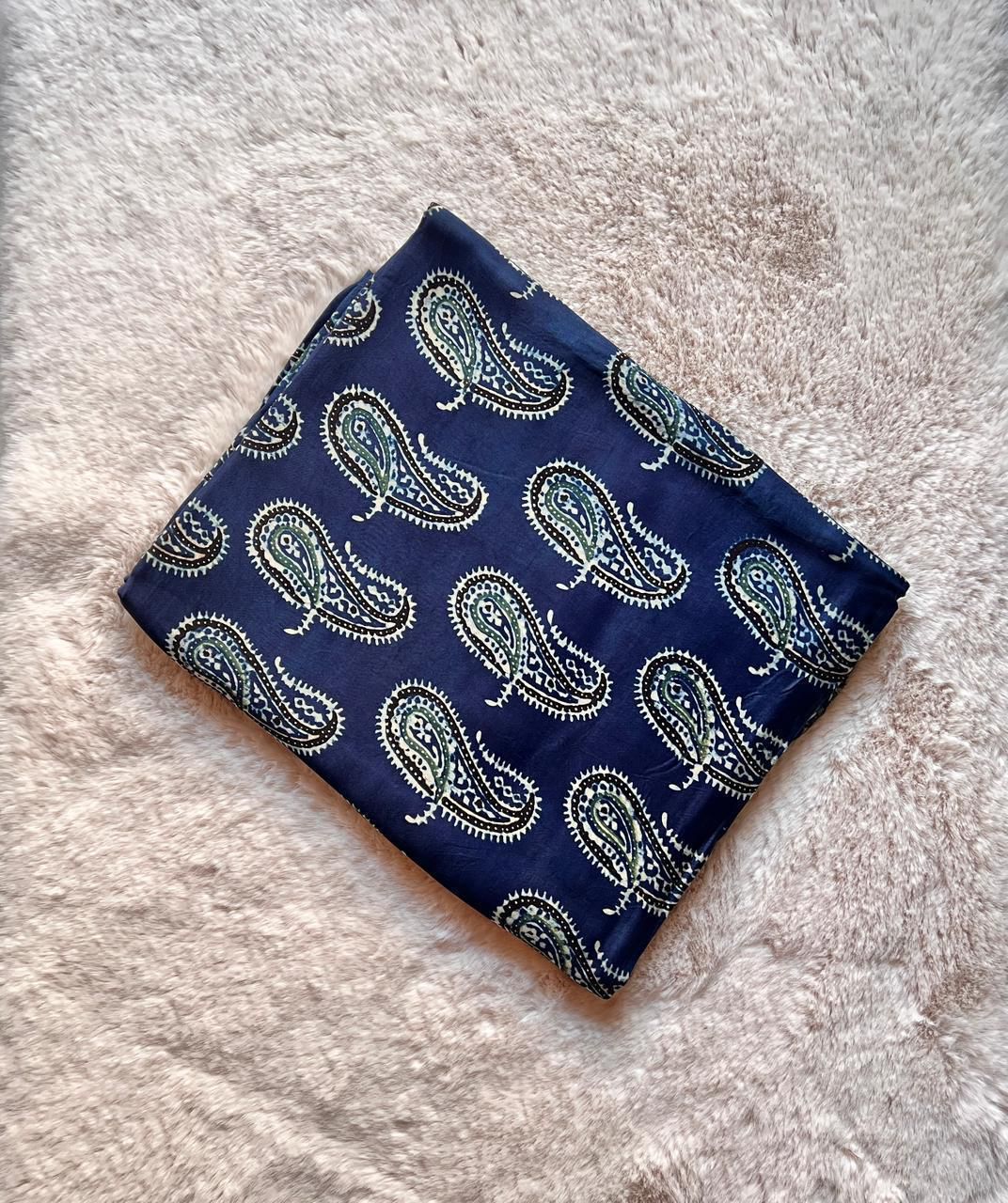 Indigo paisley ajrakh print