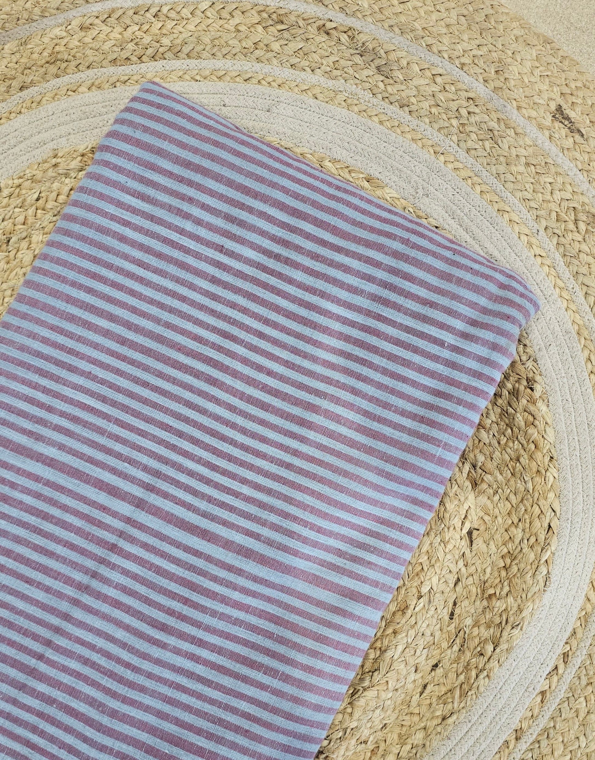 Lilac stripes kala cotton textile fabric