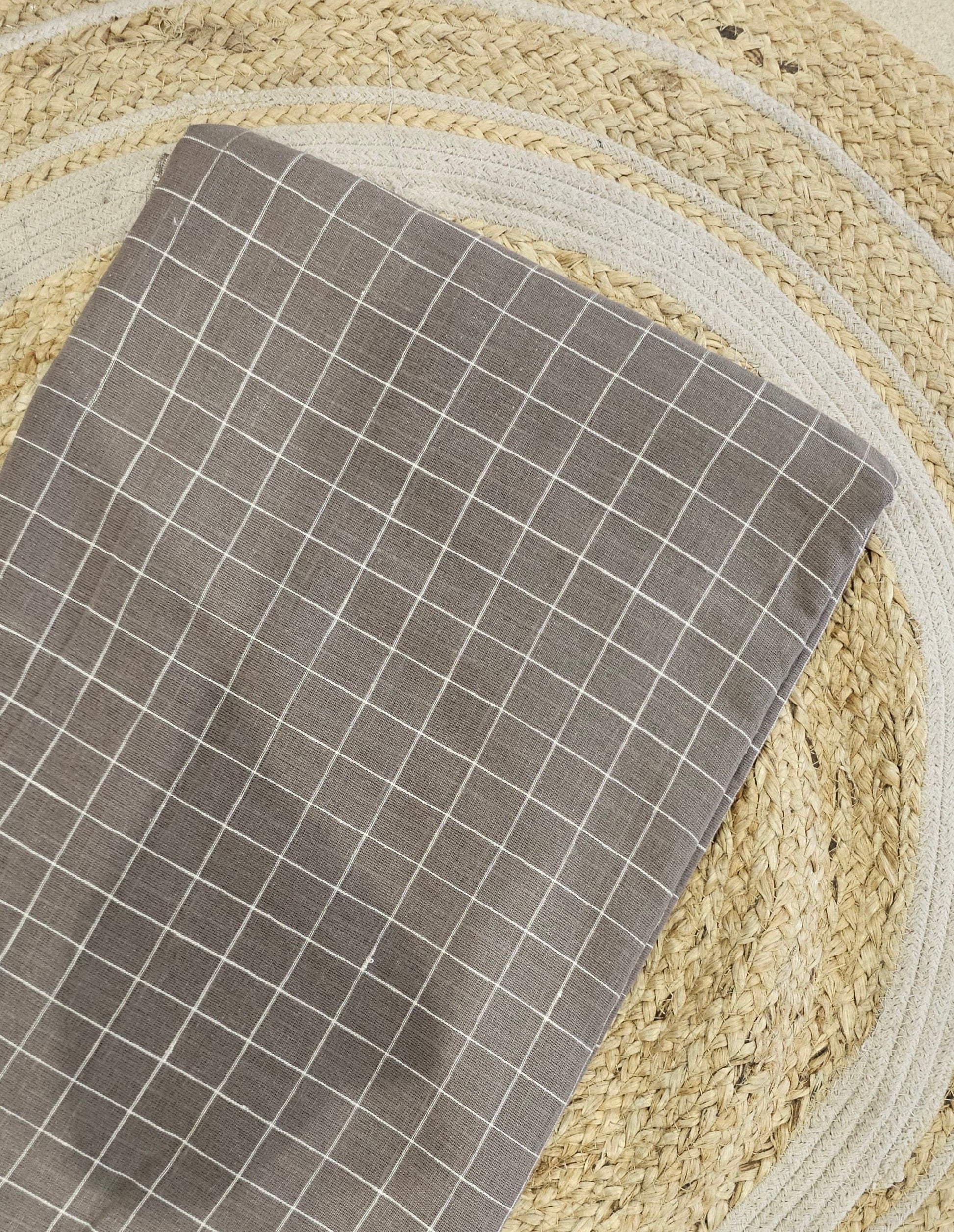 Mud thin checks kala cotton textile fabric