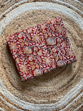 Red daisy Handblock Kalamkari Print Fabric - Neela Ghar